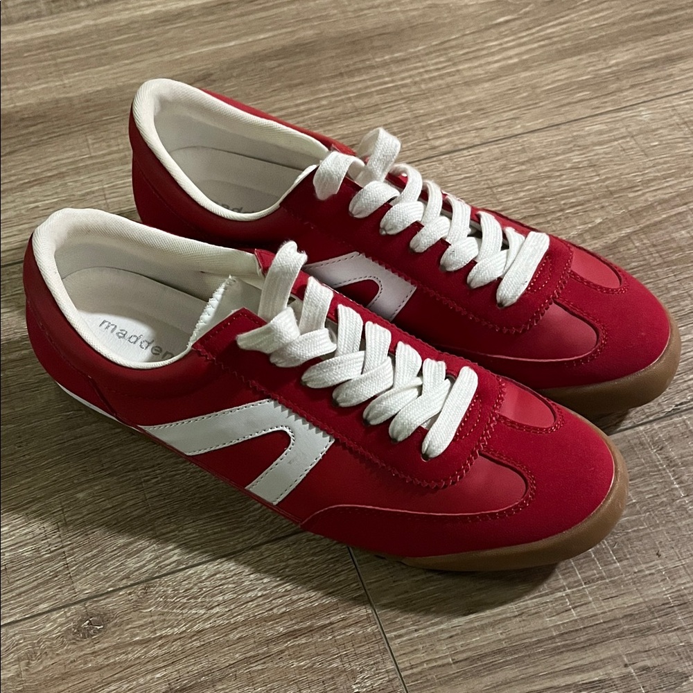Madden Girl Red and White Sneakers